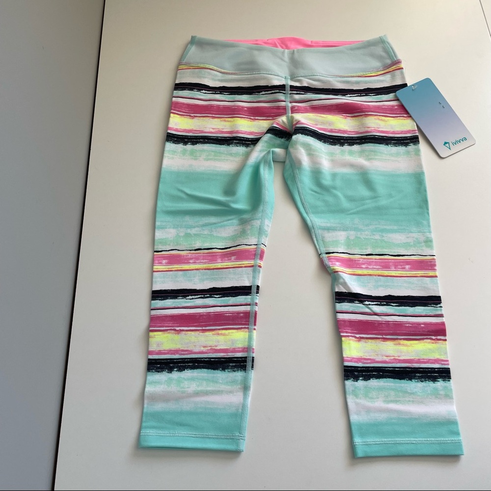 NWT Ivivva by Lululemon Rhythmic Crop Mint & Pink Sunset Stripe